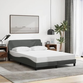 Estrutura de cama sem colchão 140x190 cm tecido cinzento-escuro