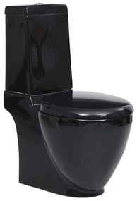 3059889 vidaXL Sanita WC redonda cerâmica c/ descarga água inferior preto