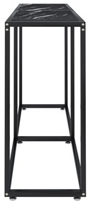 Mesa consola mármore preto 160x35x75,5 cm vidro temperado