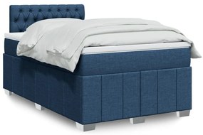 Cama boxspring com colchão 120x190 cm tecido azul