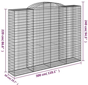 Cestos gabião arqueados 5pcs 300x50x220/240cm ferro galvanizado