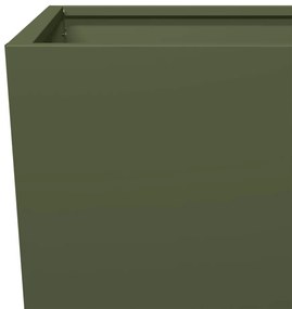 Vaso/floreira de jardim 2 pcs 45x45x75 cm aço verde azeitona