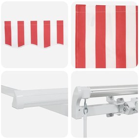 Toldo Retrátil Manual Listrado Vermelho e Branco 450x300 cm