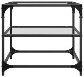Mesas de centro c/ topo vidro transparente 2 pcs 50x50x45cm aço
