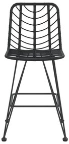 Bancos de bar 2 pcs 45x56x103,5 cm vime PE e aço preto