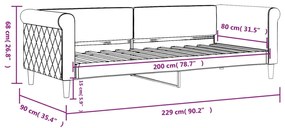 Sofá-cama 80x200 cm veludo cinzento-claro