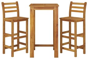 Conjunto de bar para jardim 3 pcs madeira de acácia maciça