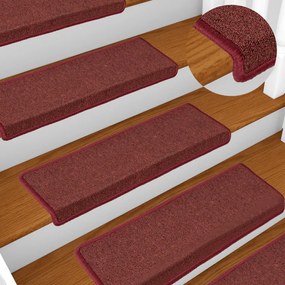 vidaXL Tapete/carpete para degraus 15 pcs 65x21x4 cm vermelho fosco