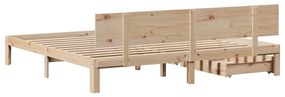Estrutura de cama c/ gavetas 200x200 cm madeira de pinho maciça