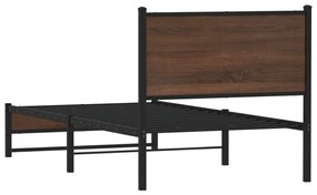 Estrutura de cama sem colchão 90x200 cm metal carvalho castanho