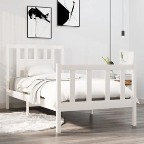 vidaXL Estrutura de cama solteiro 90x190 cm madeira maciça branco