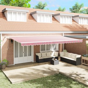 vidaXL Toldo Retrátil Automático com Listras Vermelhas e Brancas 600x300 cm
