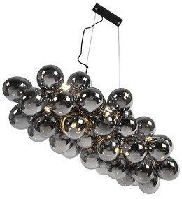 Candeeiro de suspensão de design preto com vidro fumê 8 luzes - Uvas Art Deco,Design