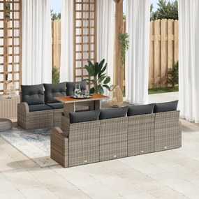 Conjunto de Sofás para Jardim vidaXL de 8 Peças com Almofadas Cinza Ra