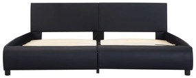Estrutura de cama c/ LED 180x200 cm couro artificial preto
