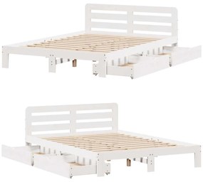 Cama sem colchão 140x190 cm madeira de pinho maciça branco