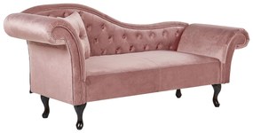 Chaise-longue em veludo rosa versão à esquerda LATTES Beliani
