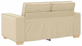 Conjunto de Sofá 3 Peças com Almofadas em Tecido Creme