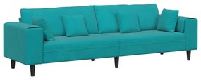 Sofá de Veludo com almofada com travesseiro Turquesa 208 cm Veludo