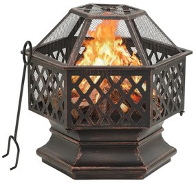 311887 vidaXL Braseira rústica com atiçador 62x54x56 cm XXL aço