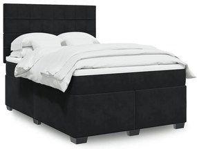vidaXL Cama com molas/colchão 140x190 cm veludo preto