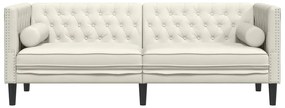 Sofá chesterfield com rolos 3 lugares veludo rosa