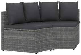 2 pcs conjunto sofás de jardim c/ almofadões vime PE cinzento