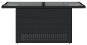 Mesa de jardim com tampo de vidro 100x55x73 cm vime PE preto