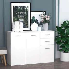 Armário Aparador amplo espaço de Armazenamento para sala de jantar com portas e gavetas 106x35x76cm Branco