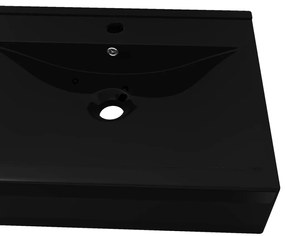 Lavatório cerâmico retang. luxososo preto furo torneira 60x46cm