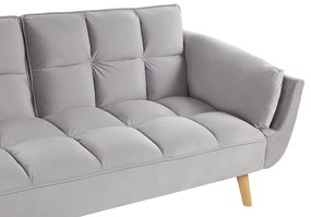 Sofá-cama em veludo cinzento claro ASBY Beliani
