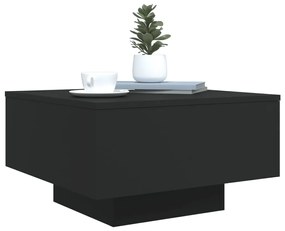 Mesa de centro com luzes LED 55x55x31 cm preto