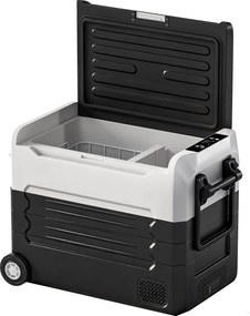 Outsunny Caixa frigorífica com compressor 50L -20℃-20℃ Caixa frigorífica elétrica com controlo de temperatura de dupla zona APP LED Proteção de bateria Pega dobrável | Aosom Portugal