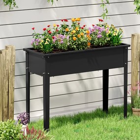 Floreira metálico elevado com pés Caixa de jardinagem 100 x 40 x 80 cm Preto