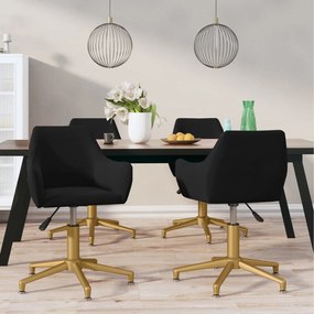 vidaXL Cadeiras de jantar giratórias 4 pcs veludo preto