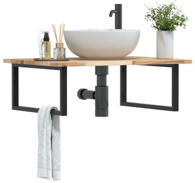 vidaXL Prateleira de parede p/ lavatório aço/madeira de acácia maciça