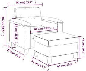 Poltrona com apoio de pés 60 cm tecido microfibra cinza-escuro