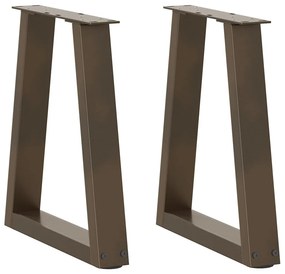 vidaXL Pés para mesa de centro em formato de V, 2 peças, aço natural, 38 x (42-43,3) cm, aço