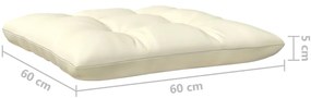 Apoio de pés para jardim c/ almofadão cor creme pinho maciço