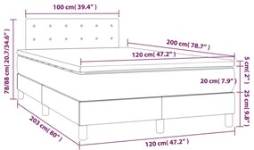 Cama box spring c/ colchão/LED 120x200cm couro artificial cinza