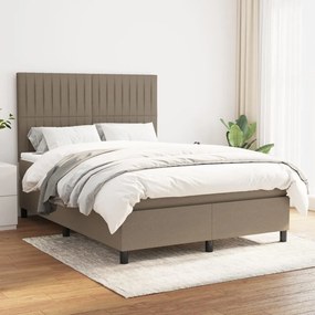 vidaXL Cama com molas/colchão 140x200 cm tecido castanho-acinzentado