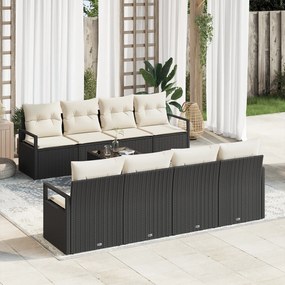 Conjunto de Sofá de Jardim vidaXL de 9 Peças com Almofadas Preto Ratta