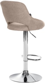 Banco de bar Milet em tecido e com estrutura cromada 46,5 x 85-105,5 x 48 cm Castanho acinzentado