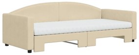 Sofá-cama c/ gavetão e colchões 90x200 cm tecido cor creme