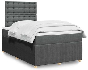 Cama boxspring com colchão 120x190 cm tecido cinzento-escuro