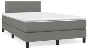 Cama box spring c/ colchão e LED 120x190 cm tecido cinza-escuro