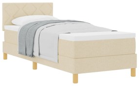 Cama Box Spring com Colchão Creme 80x200 cm Tecido
