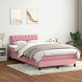 vidaXL Cama com molas/colchão 120x210 cm veludo Rosa