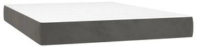 Cama box spring c/ colchão/LED 140x200cm veludo cinzento-escuro