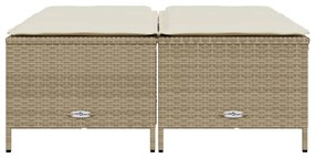 Bancos de jardim com almofadões 4 pcs vime PE bege